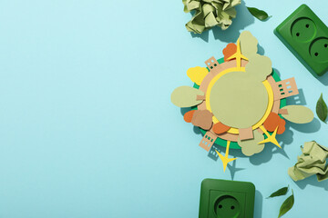 Paper model of the Earth with green electric sockets
