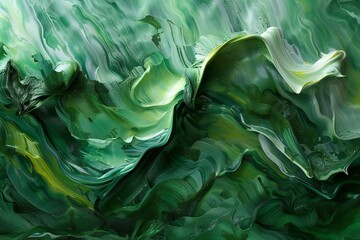Abstract background of acrylic paint in green and black tones,  Liquid marble texture