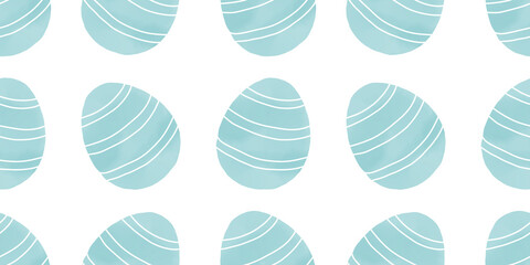 Cute illustration with colorful Easter eggs with watercolor texture, spring banner