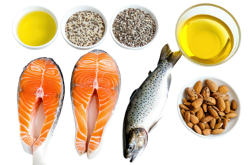 Set of food rich of omega 3 fats is useful.
.isolated on white background