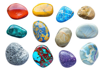 Pile colorful rounded sea pebbles and sand, rocks
.isolated on white background