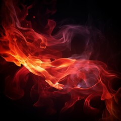 Striking Fire Flames Rising Against a Deep Black Background, Highlighting Their Intense Heat and Vibrant Colors - obrazy, fototapety, plakaty