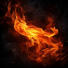 Intense Fire Illuminating the Darkness: A Vivid Contrast of Bright Flames on a Dark Background - obrazy, fototapety, plakaty