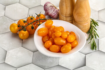 Marinated natural yellow cherry tomato