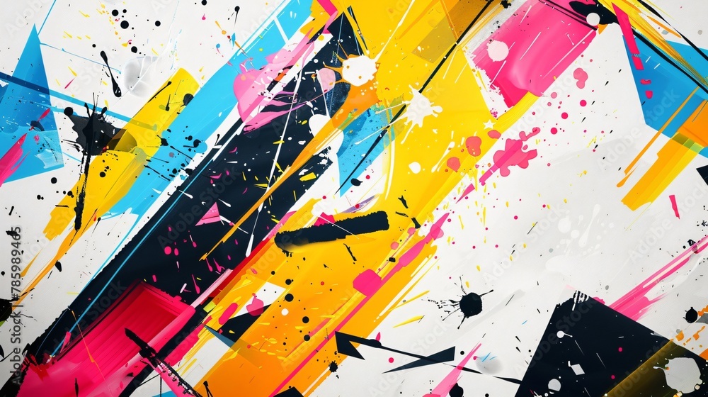 Aufkleber artistic bstract painting design of vibrant colorful ink being splashed randomly to the white canvas