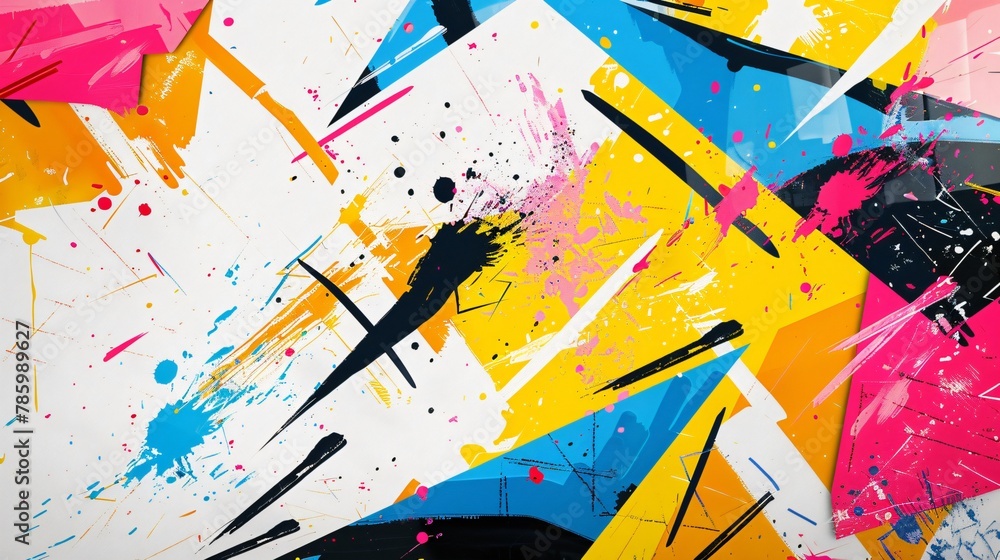 Aufkleber abstract painting design of vibrant color ink being splashed randomly to the white canvas