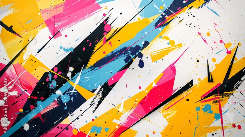 Poster abstract painting design of vibrant color ink being splashed randomly to the canvas