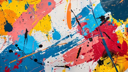 Artistic abstract wallpaper painting design of colorful ink being splashed to the canvas - obrazy, fototapety, plakaty