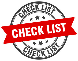 check list stamp. check list label on transparent background. round sign