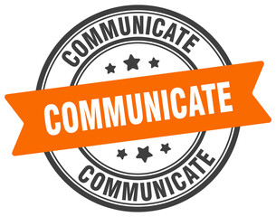 communicate stamp. communicate label on transparent background. round sign