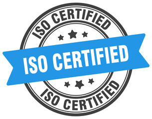 iso certified stamp. iso certified label on transparent background. round sign