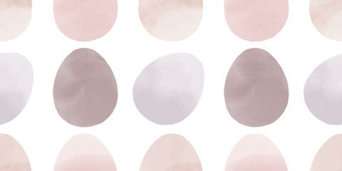 Cute illustration with colorful Easter eggs with watercolor texture, spring banner