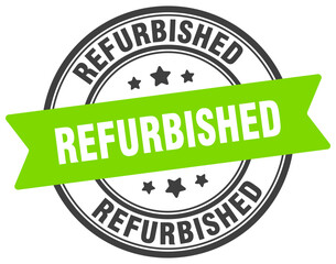 refurbished stamp. refurbished label on transparent background. round sign