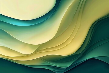 Abstract colorful background with smooth wavy lines in green, yellow and blue colors