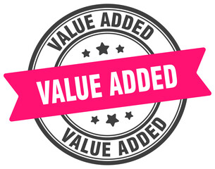 value added stamp. value added label on transparent background. round sign