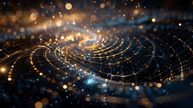Wallpaper of physical quantum technology, space and gravity concept illustration