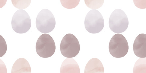 Cute illustration with colorful Easter eggs with watercolor texture, spring banner