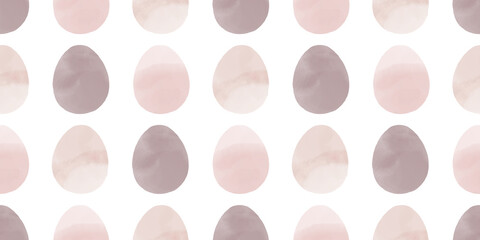 Cute illustration with colorful Easter eggs with watercolor texture, spring banner