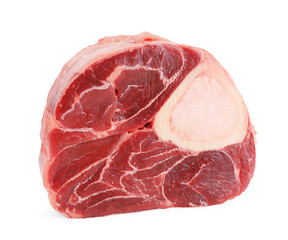 Piece of raw beef meat isolated on white