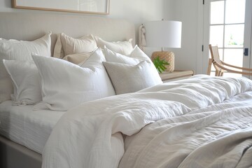 Capture the satisfaction of making a bed with crisp, clean linens washed with a preferred laundry detergent