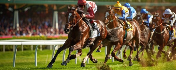 Dynamic capture of horse racing action with jockeys striving to win in a high-stakes competition
