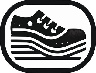 A shoe company logo on a white background