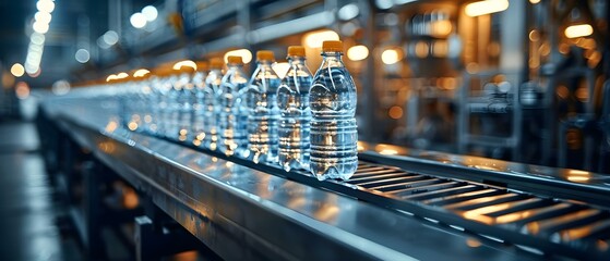 Symphony of Bottling: The Rhythmic Precision of Beverage Production. Concept Beverage Manufacturing, Bottling Process, Rhythmic Precision, Factory Automation, Quality Control
