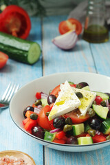 A bowl with traditional Greek salad Horiatiki