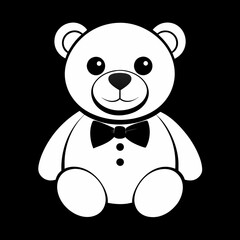 Obraz na płótnie Canvas classic-teddy-bear-toy-with-a-bow-tie-black-silhou