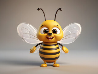 Fototapeta premium 3d Illustration of Cute bee cartoon on white background logo
