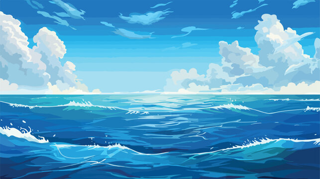 Vector Realistic cartoon vector empty blue ocean sea a