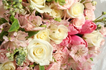 Beautiful bouquet of fresh flowers, closeup view