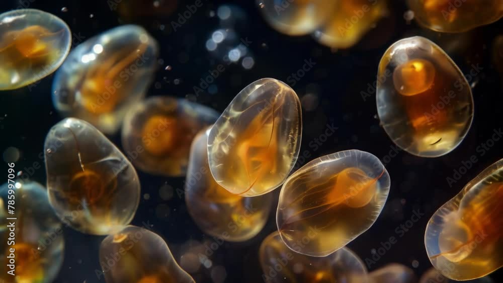 Poster a of rotifer eggs each encased in a protective gellike coating providing a peek into their process a