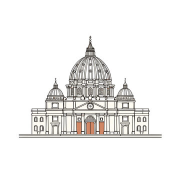 st peter's basilica outline drawing clip art preview