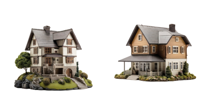 set of house isolated on transparent background