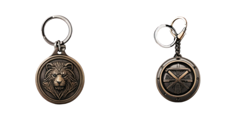 set of keychain isolated on transparent background