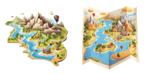 set of map isolated on transparent background