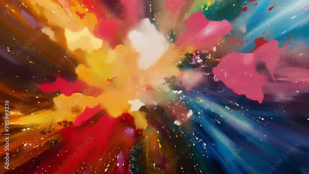Poster a symphony of colorful explosions each one unique in its vibrant composition.