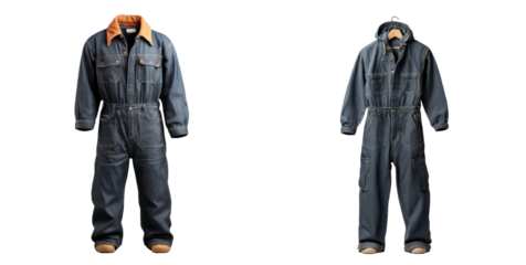 set of overalls isolated on transparent background
