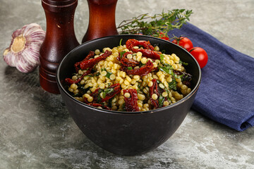 Vegetarian Pasta ptitim with vegetables