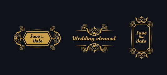 Frame wedding collection with vintage luxury ornament element
