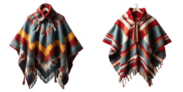 set of poncho isolated on transparent background