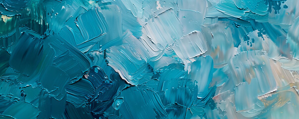 Blue oil paint texture background, pattern of brush strokes, generated ai
