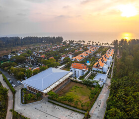 Aerial view of luxry hotel in Khao Lak beach in Phang Nga, Thailand