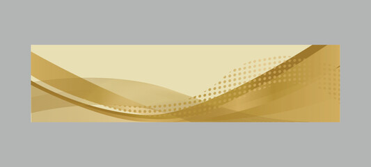 Gold abstract wavy dynamic horizontal banner and header isolated