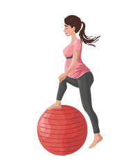 Pregnant woman with fitness ball