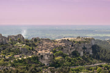 Panorama of the beautiful village Les Baux de Provence, France.