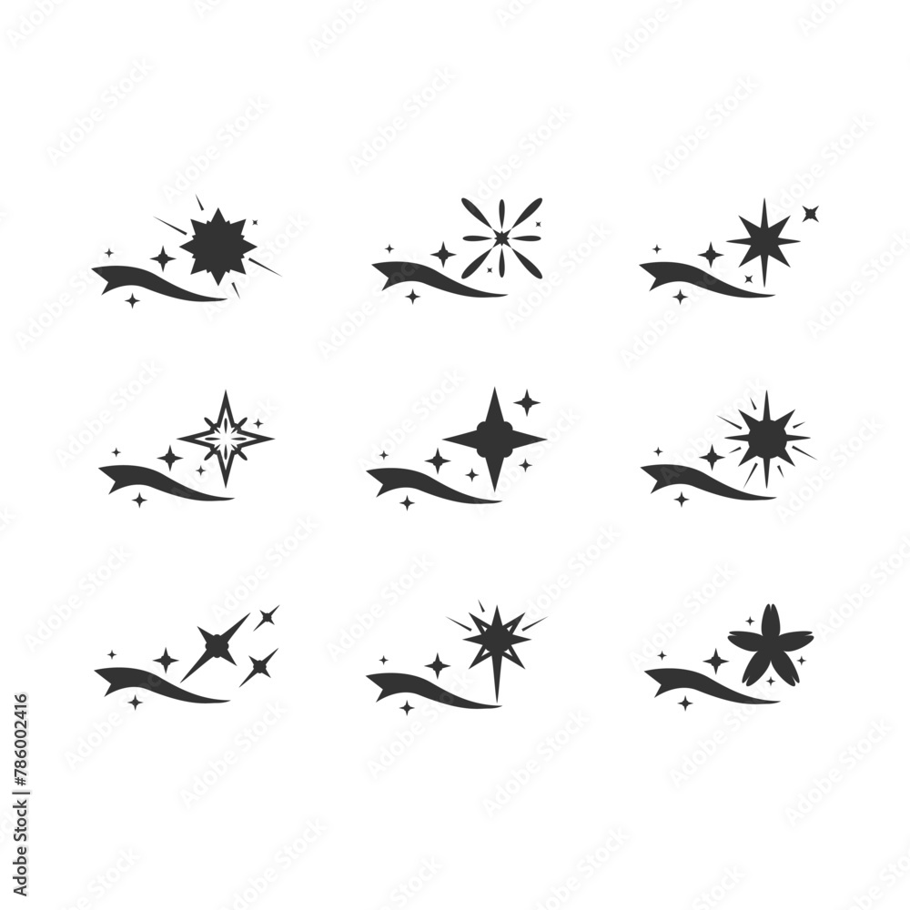 Poster sparkling star icon different shape design vector collection