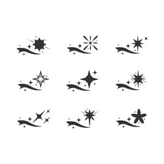 Sparkling star icon different shape design vector collection
