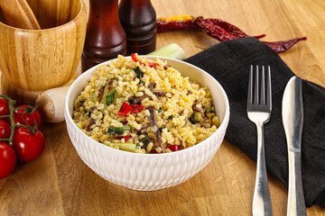 Bulgur with lamb and vegetables